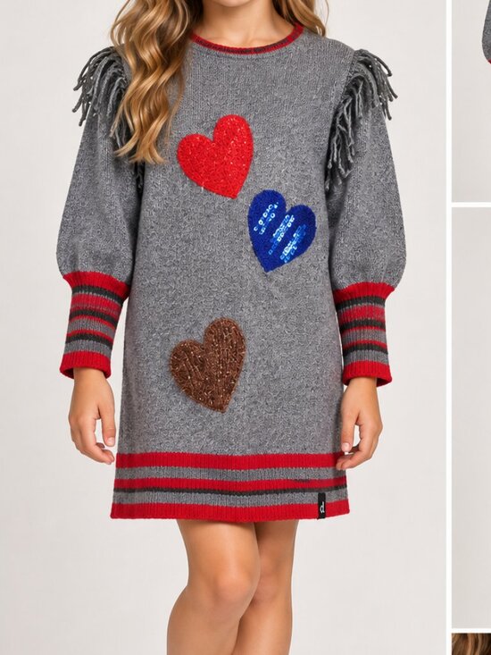 Deuse Nar Deuse Other - DEUSE NAR DEUSE Little girl knited sweater heart dress size 7 (A5)